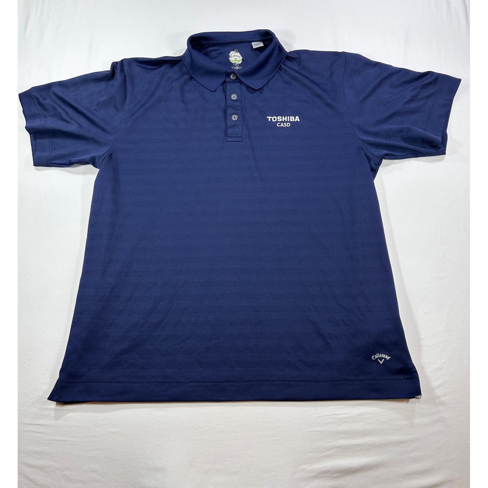 Callaway X Series Mens XXL Navy Blue Toshiba CASD Golf Polo Shirt Short Sleeve